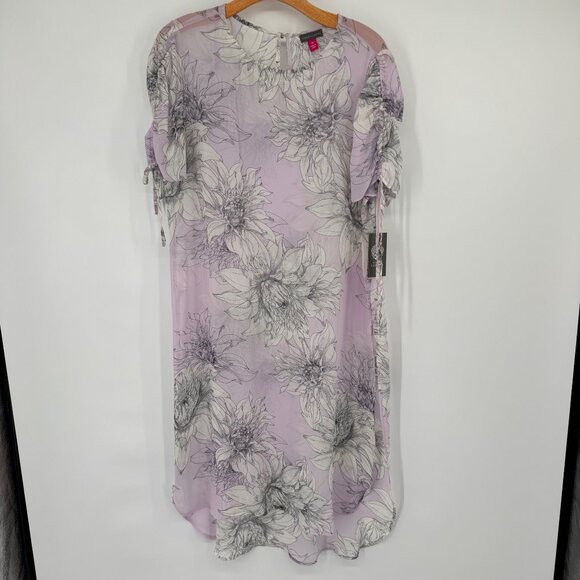 Vince Camuto Floral Print Lilac tunic cover up semi sheer size medium new $99 - Picture 5 of 11